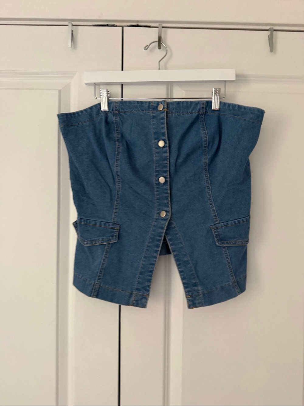 Denim Button-Front Women’s Tube Too